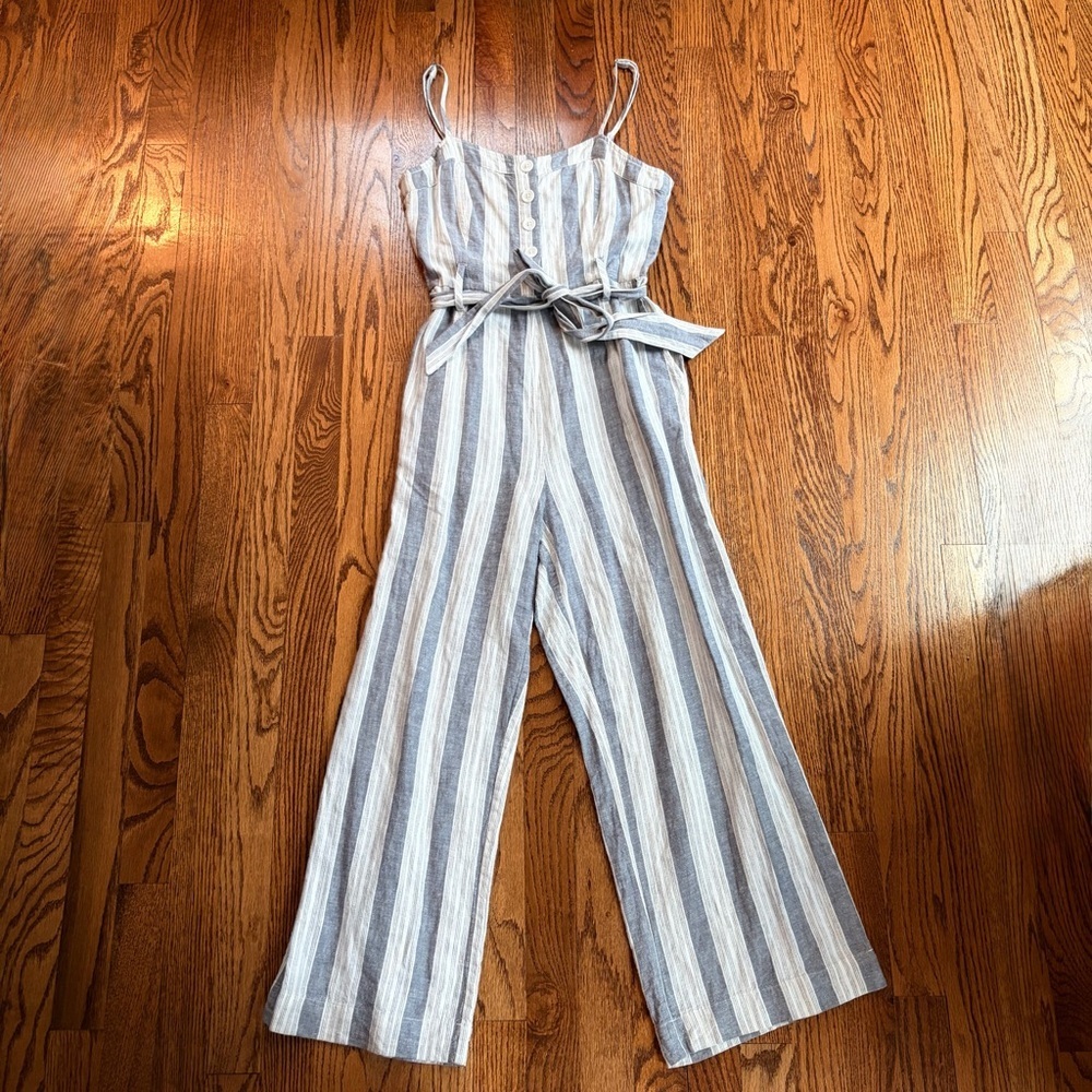 Rails Harper Laguna Stripe Linen Blend Jumpsuit Romper Belted Pockets Small NWT - Picture 4 of 12